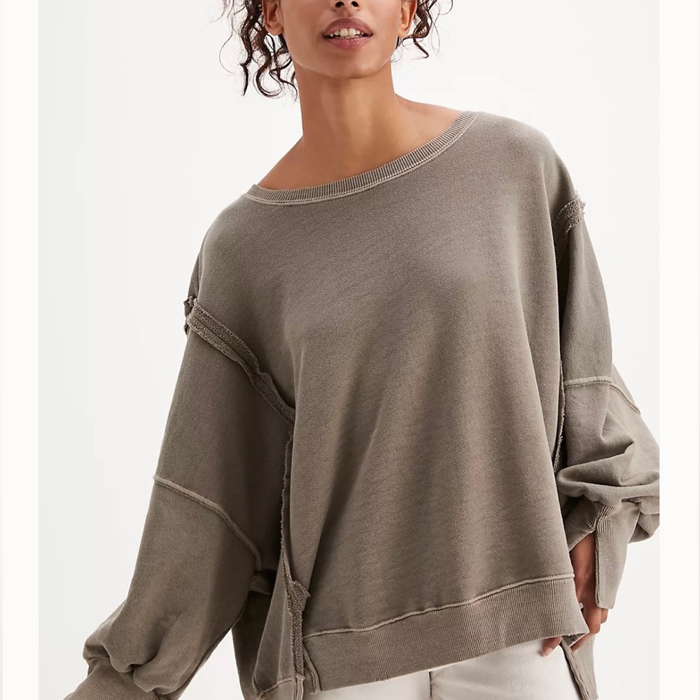 We The Free Taupe Oversized Sweater
